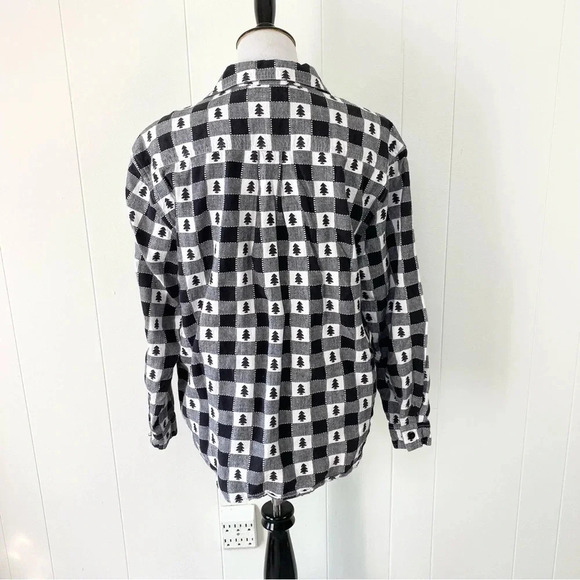 VTG Westbound Black White Gingham Plaid Button Front Shirt Christmas tree Size L - Picture 2 of 12